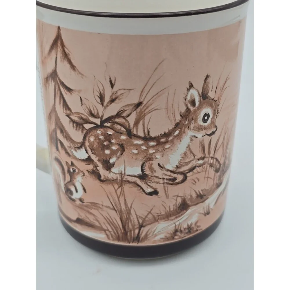 Fawns & Squirrel by Artist Vivienne De Muth Vintage Coffee Mug CCCC England NICE